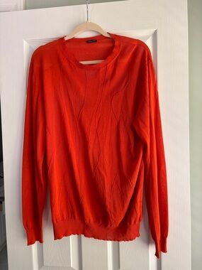 CLOUDS vibrant orange, crew-neck sweater men 100% cotton made in Italy size XXL